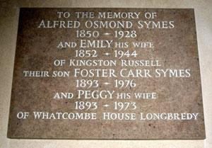 Symes memorial in the north transept