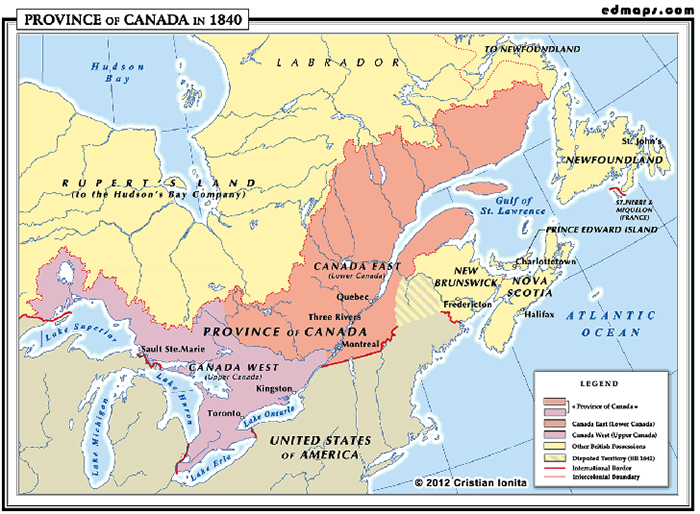 Map of Canada 1840 