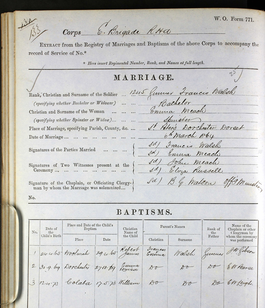 Emma Meach Marriage 1864